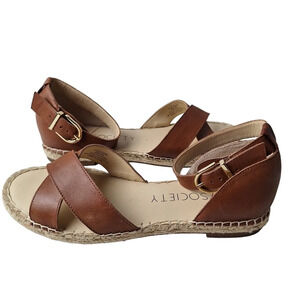 Sole Society Saundra‎ Leather Criss Cross Ankle Strap Espadrille Sandals